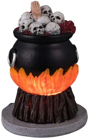 Lemax skull stew cauldron verlichte accessoire Spooky Town 2024