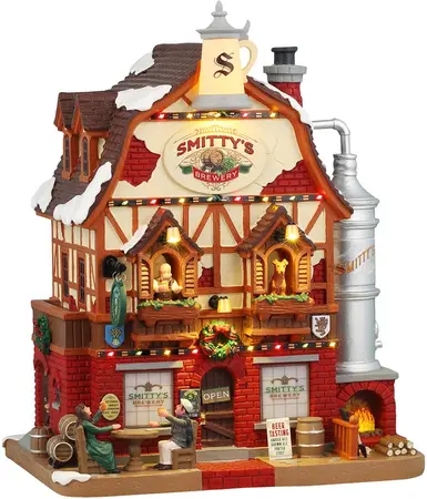 Lemax smitty's brewery verlicht kersthuisje Caddington Village 2025 - afbeelding 2