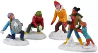 Lemax snowball battles, set of 4 kerstdorp figuur type 5 Vail Village 2023
