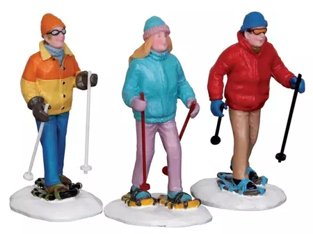 Lemax snowshoe walkers, s/3 kerstdorp figuur type 3 Vail Village 2012