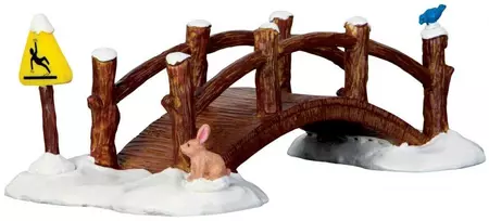 Lemax split rail footbridge kerstdorp tafereel Vail Village 2016 - afbeelding 1
