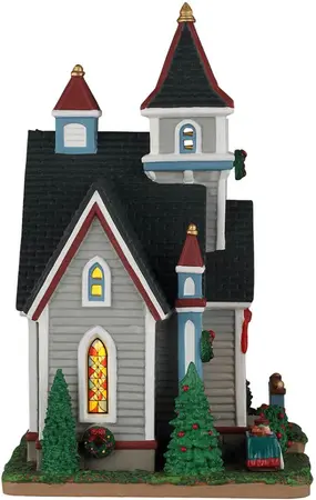 Lemax spruce valley church verlichte kerk Caddington Village 2026 - afbeelding 2
