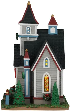 Lemax spruce valley church verlichte kerk Caddington Village 2026 - afbeelding 3