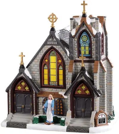 Lemax st. matthew's church verlichte kersthuisje Caddington Village 2019 - afbeelding 1