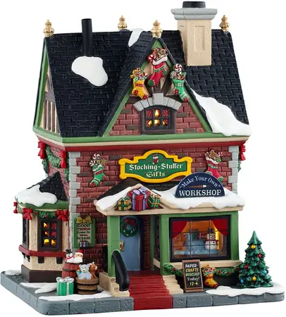 Lemax stocking stuffer gifts verlicht kersthuisje Caddington Village 2025 - afbeelding 2
