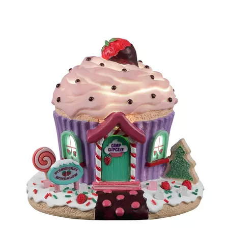 Lemax strawberry bungalow verlicht kerstdorp tafereel Sugar 'N' Spice 2022 - afbeelding 1