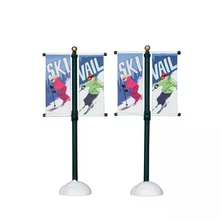Lemax street pole banner s/2 kerstdorp accessoire Vail Village 2012