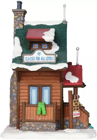 Lemax sugar pine ski school verlicht kersthuisje Vail Village 2014 - afbeelding 3