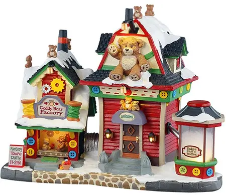 Lemax teddy bear factory verlicht kersthuisje Caddington Village 2025 - afbeelding 1