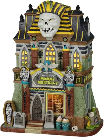 Lemax that´s a wrap mummy mortuary verlicht huisje Spooky Town 2022 - afbeelding 1