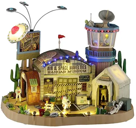 Lemax the air & space novelties hangar museum bewegend huisje Spooky Town 2025