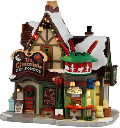 Lemax the chocolate dip fondue verlicht kersthuisje Vail Village 2026