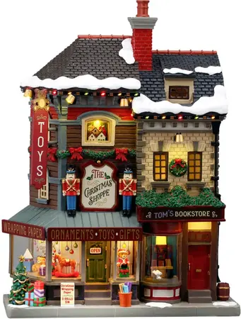 Lemax the christmas shoppe verlichte facade Caddington Village 2026