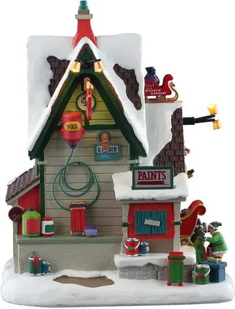 Lemax the elf service sleigh & sled repair verlicht kersthuisje Santa's Wonderland 2025 - afbeelding 3
