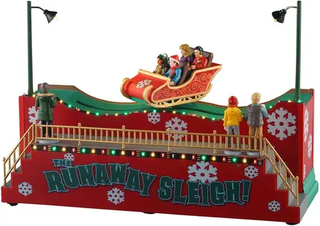 Lemax the runaway sleigh bewegend kerstdorp tafereel Carnival 2025 - afbeelding 2