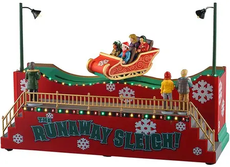 Lemax the runaway sleigh bewegend kerstdorp tafereel Carnival 2025 - afbeelding 1