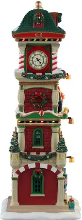 Lemax the village square clock tower verlicht kersthuisje Santa's Wonderland 2025 - afbeelding 3