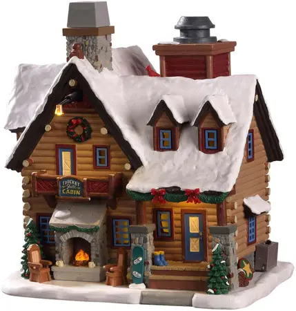Lemax thicket falls cabin kersthuisje Vail Village met rokende schoorsteen 2021