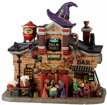 Lemax toil & trouble alehouse verlicht huisje Spooky Town 2023 - afbeelding 1