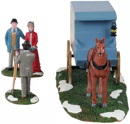 Lemax traveling photographer wagon, s/3 kerstdorp tafereel Caddington Village 2021 - afbeelding 3