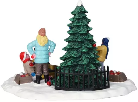 Lemax tree trimming trouble kerstdorp tafereel Vail Village 2015 - afbeelding 4