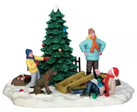 Lemax tree trimming trouble kerstdorp tafereel Vail Village 2015 - afbeelding 1