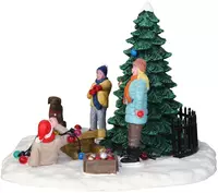 Lemax tree trimming trouble kerstdorp tafereel Vail Village 2015 - afbeelding 2
