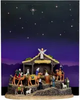 Lemax village bethlehem with background verlicht kerstdorp tafereel 2016