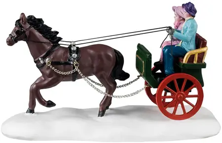 Lemax winter carriage ride kerstdorp tafereel Caddington Village 2024 - afbeelding 2