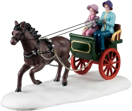 Lemax winter carriage ride kerstdorp tafereel Caddington Village 2024 - afbeelding 4