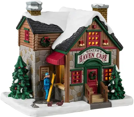Lemax winter's haven café verlicht kersthuisje Vail Village 2024 - afbeelding 1