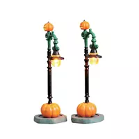 Lemax witch pumpkin patch s/2 verlichte straatlantaarn Spooky Town 2017