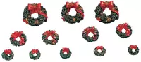 Lemax wreaths with red bow s/12 kerstdorp accessoire 2003