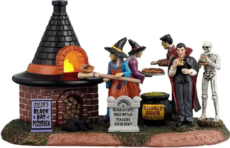 Lemax zelda's black hat pizzeria verlicht tafereel Spooky Town 2026 - afbeelding 1