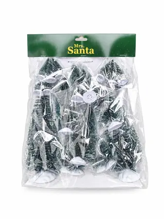 Mrs. Santa kerstdorpboompjes kunststof (6 tot 21 cm) set/21 - afbeelding 2