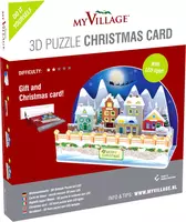 My Village 3d puzzel kerstkaart kerstdorp led 15x6x10 cm - afbeelding 1